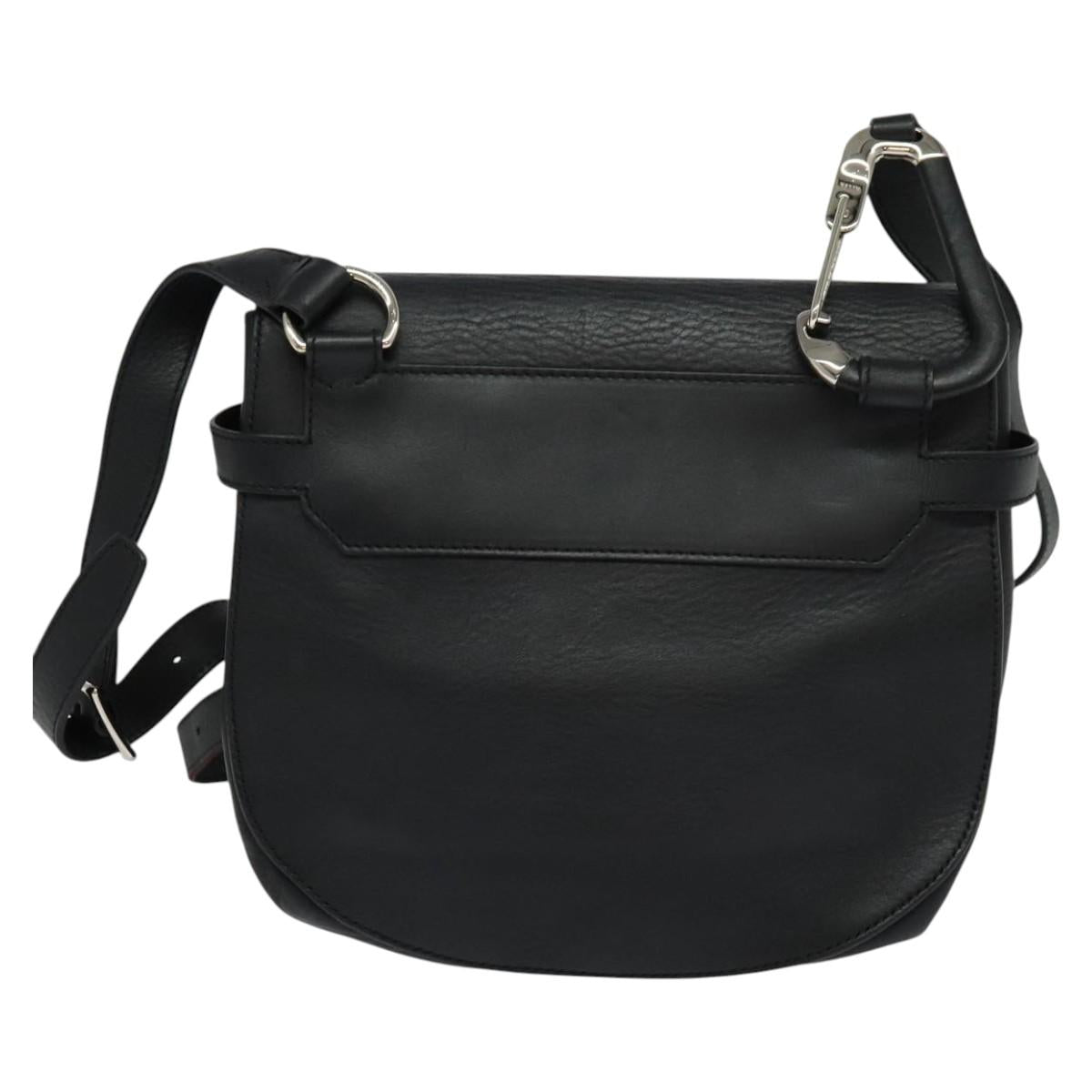 BALLY Shoulder Bag Leather Black Auth sw183