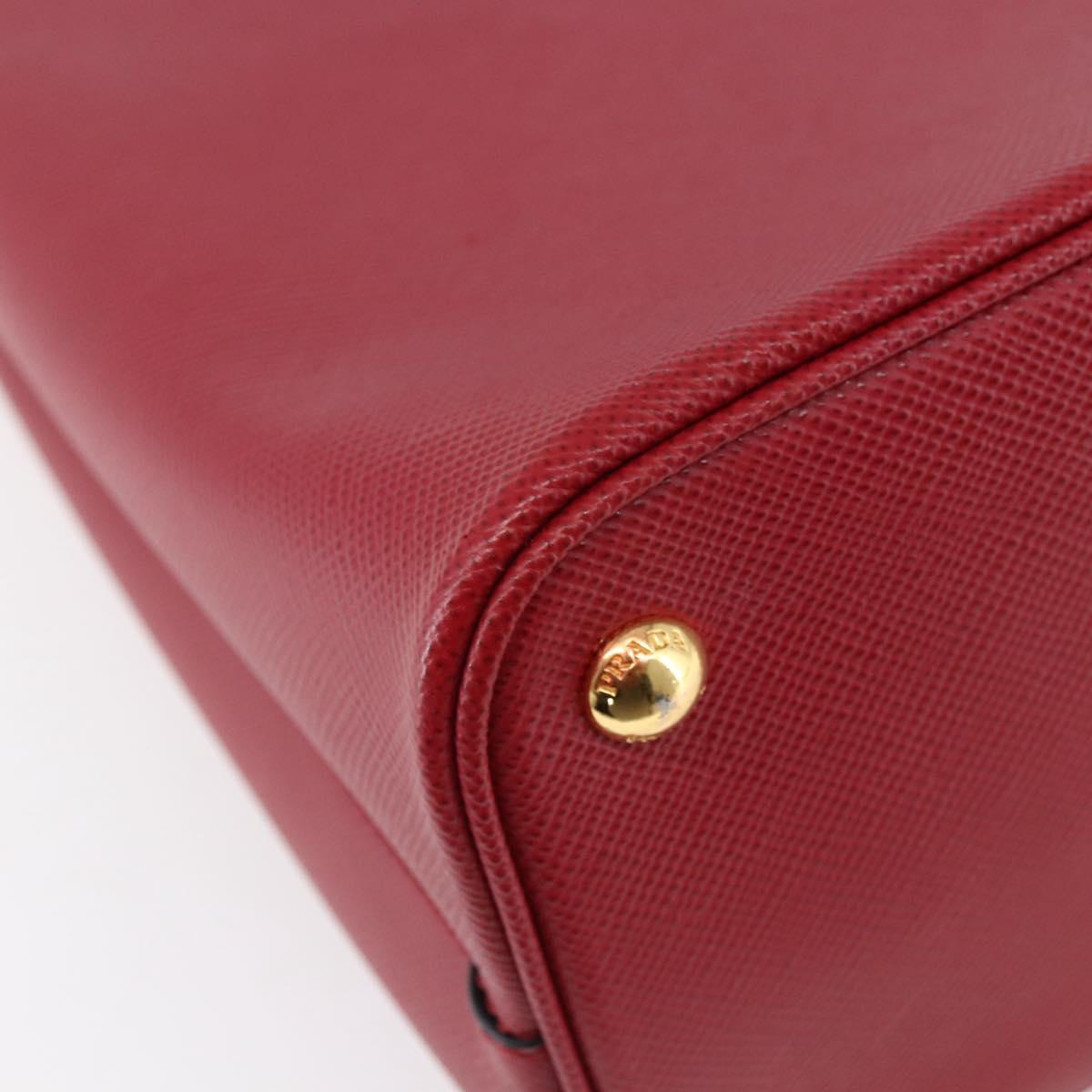 PRADA Panniers Hand Bag Safiano leather 2way Red Gold Auth SW1831V