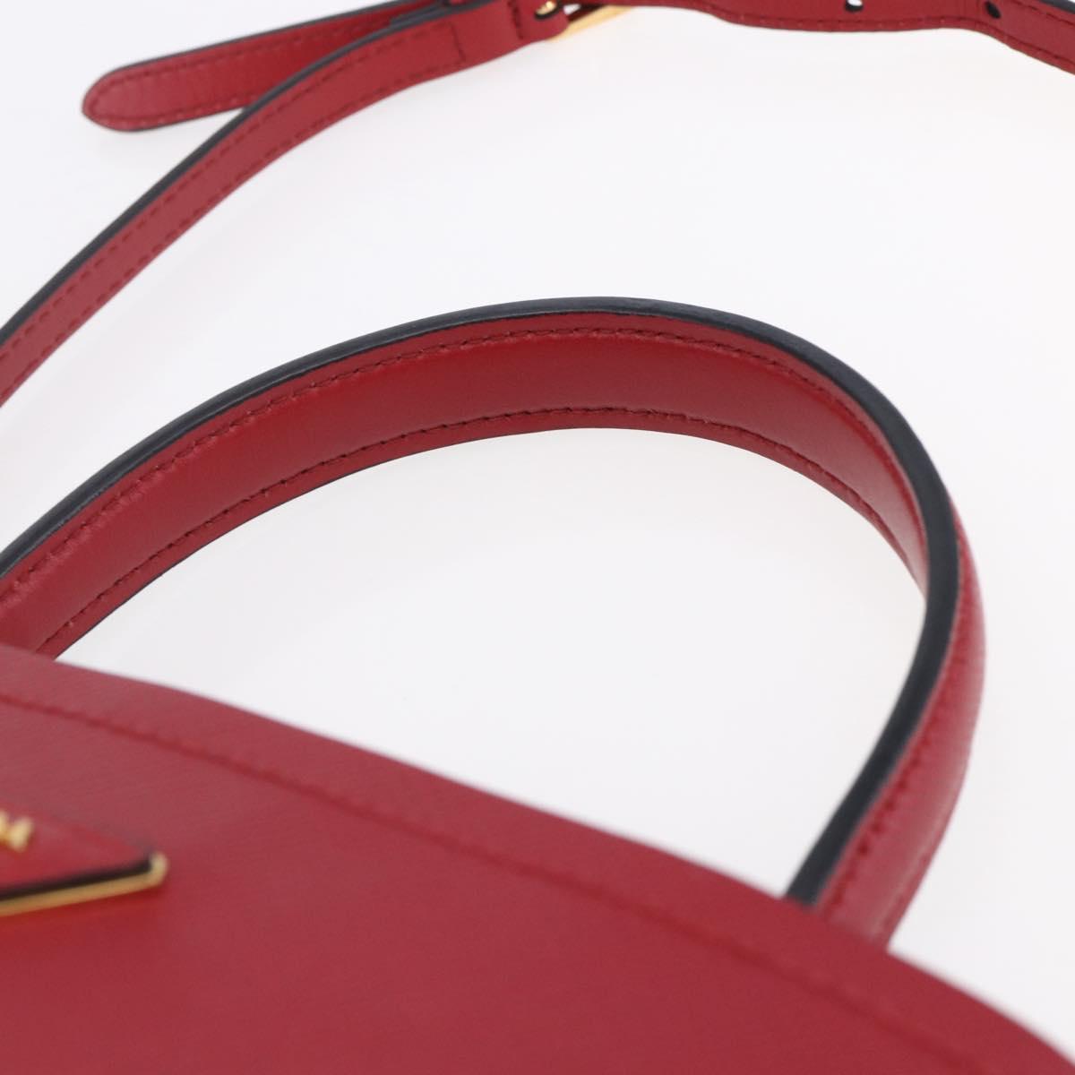 PRADA Panniers Hand Bag Safiano leather 2way Red Gold Auth SW1831V