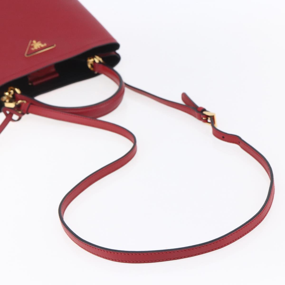 PRADA Panniers Hand Bag Safiano leather 2way Red Gold Auth SW1831V