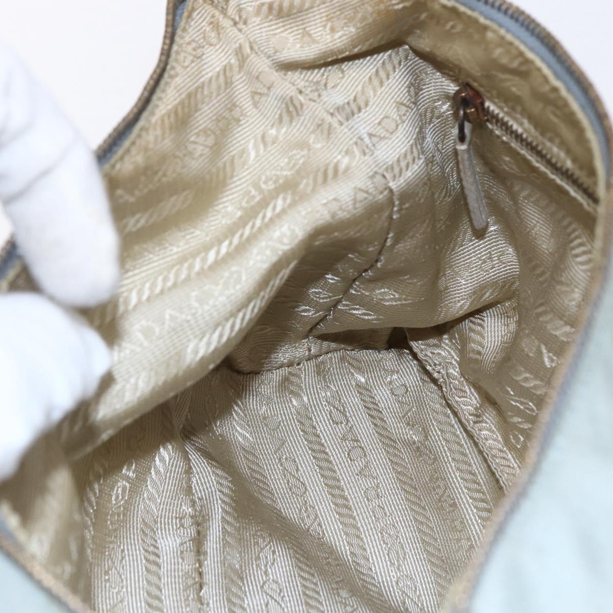 PRADA Chain Shoulder Bag Nylon Light Blue Gold Auth SW1832