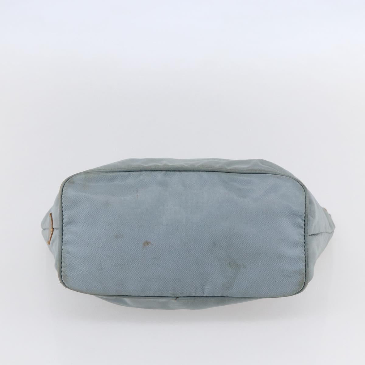 PRADA Chain Shoulder Bag Nylon Light Blue Gold Auth SW1832