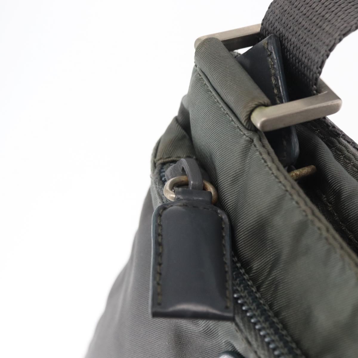 PRADA Shoulder Bag Nylon Gray Silver Auth SW1833