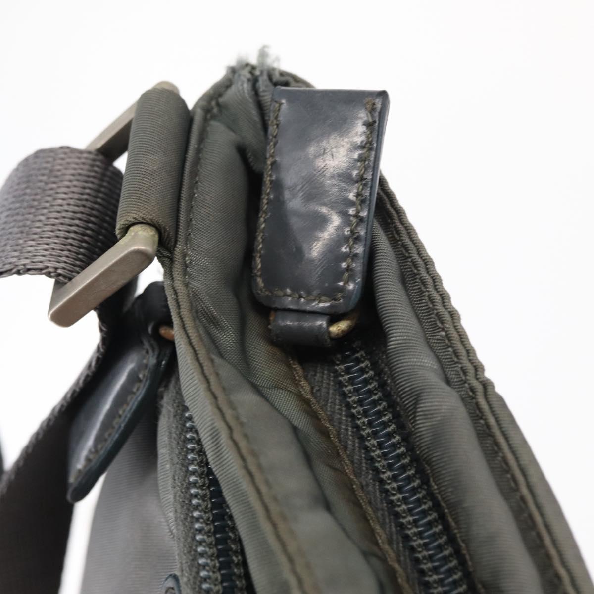 PRADA Shoulder Bag Nylon Gray Silver Auth SW1833