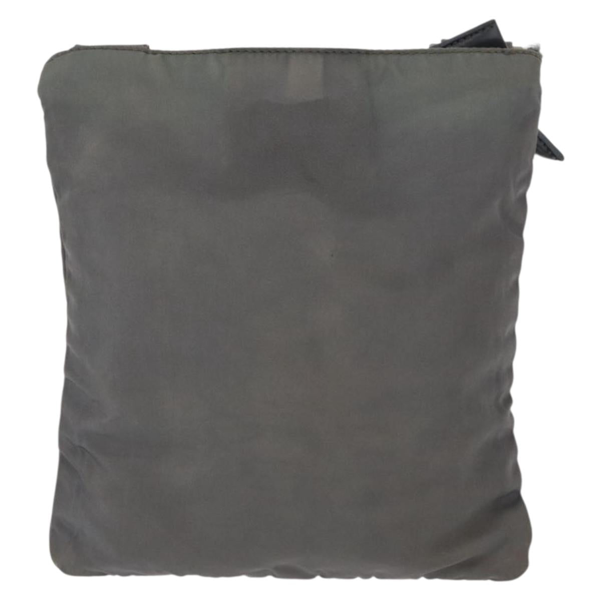 PRADA Shoulder Bag Nylon Gray Silver Auth SW1833