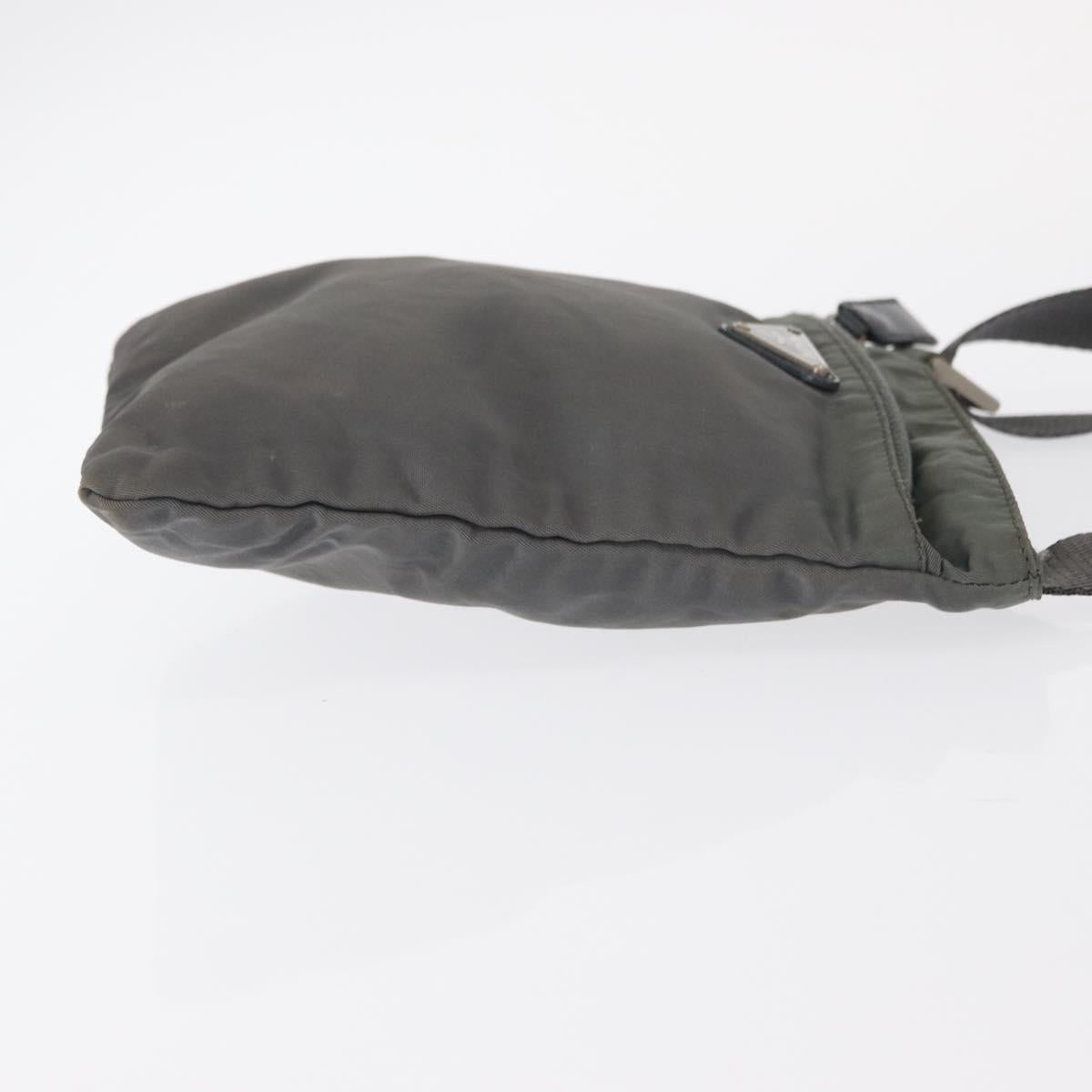 PRADA Shoulder Bag Nylon Gray Silver Auth SW1833
