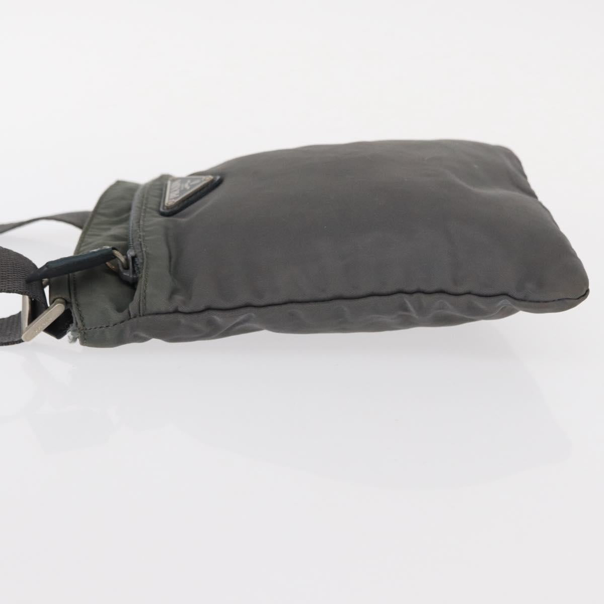 PRADA Shoulder Bag Nylon Gray Silver Auth SW1833