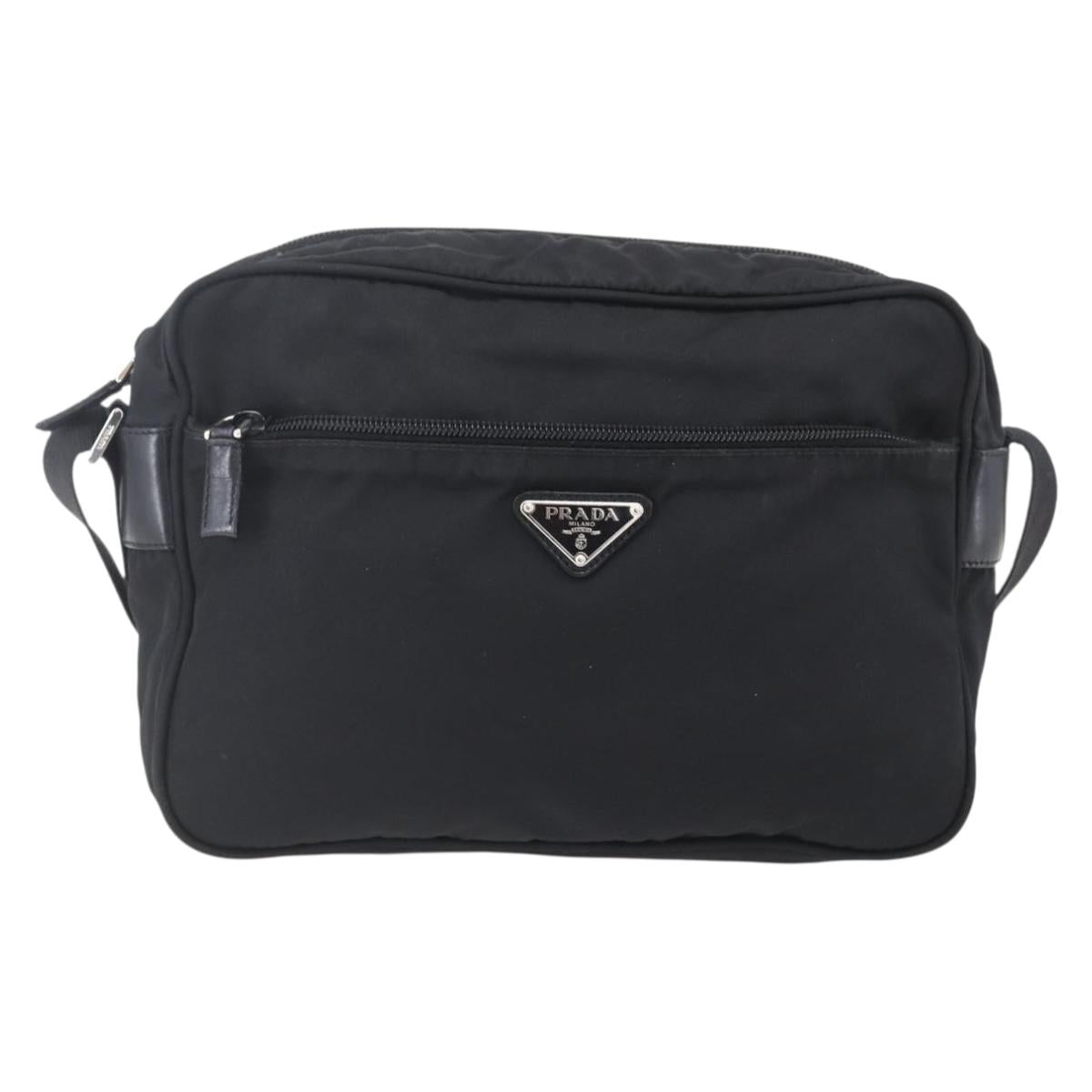 PRADA Shoulder Bag Nylon Black Silver Auth SW1837