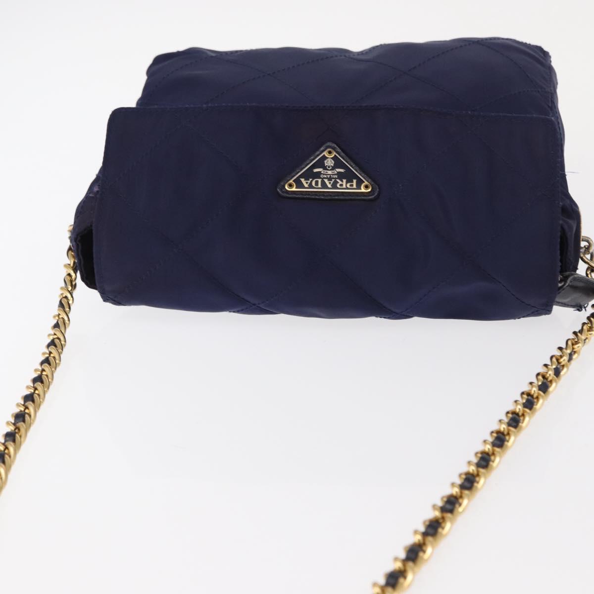 PRADA Chain Shoulder Bag Nylon Purple Gold Auth SW1838