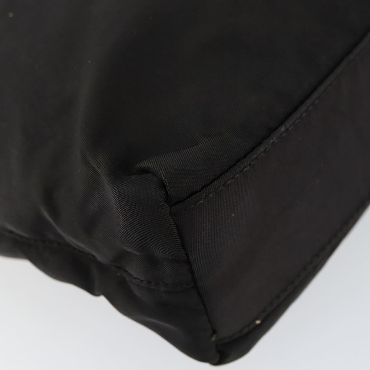 PRADA Tote Bag Nylon Black Silver Auth SW1839