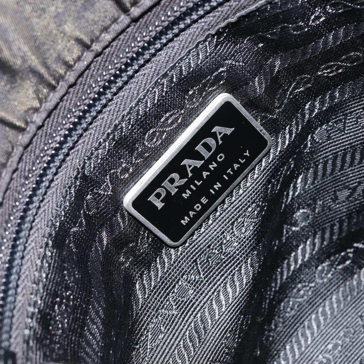 PRADA Tote Bag Nylon Black Silver Auth SW1839