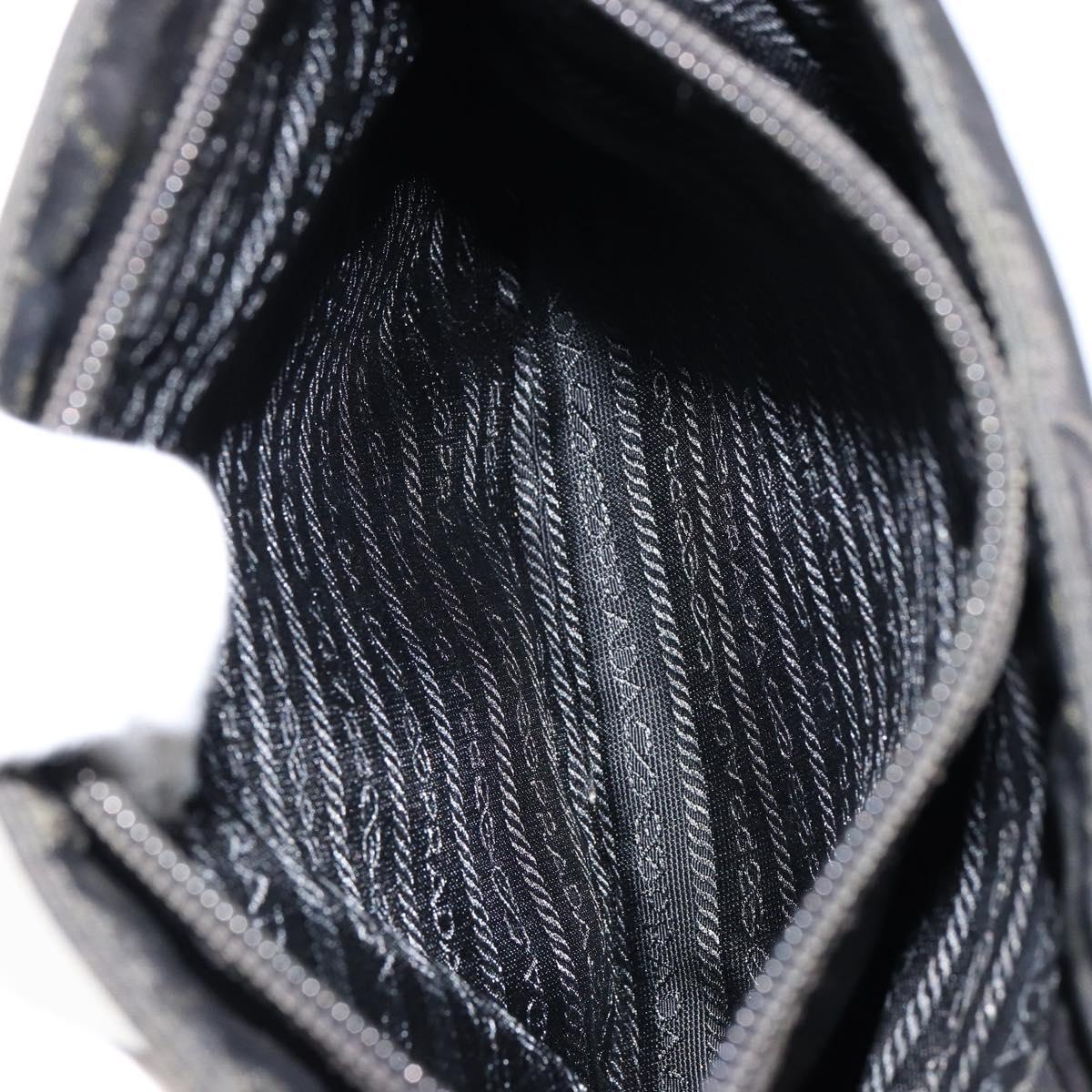 PRADA Tote Bag Nylon Black Silver Auth SW1839