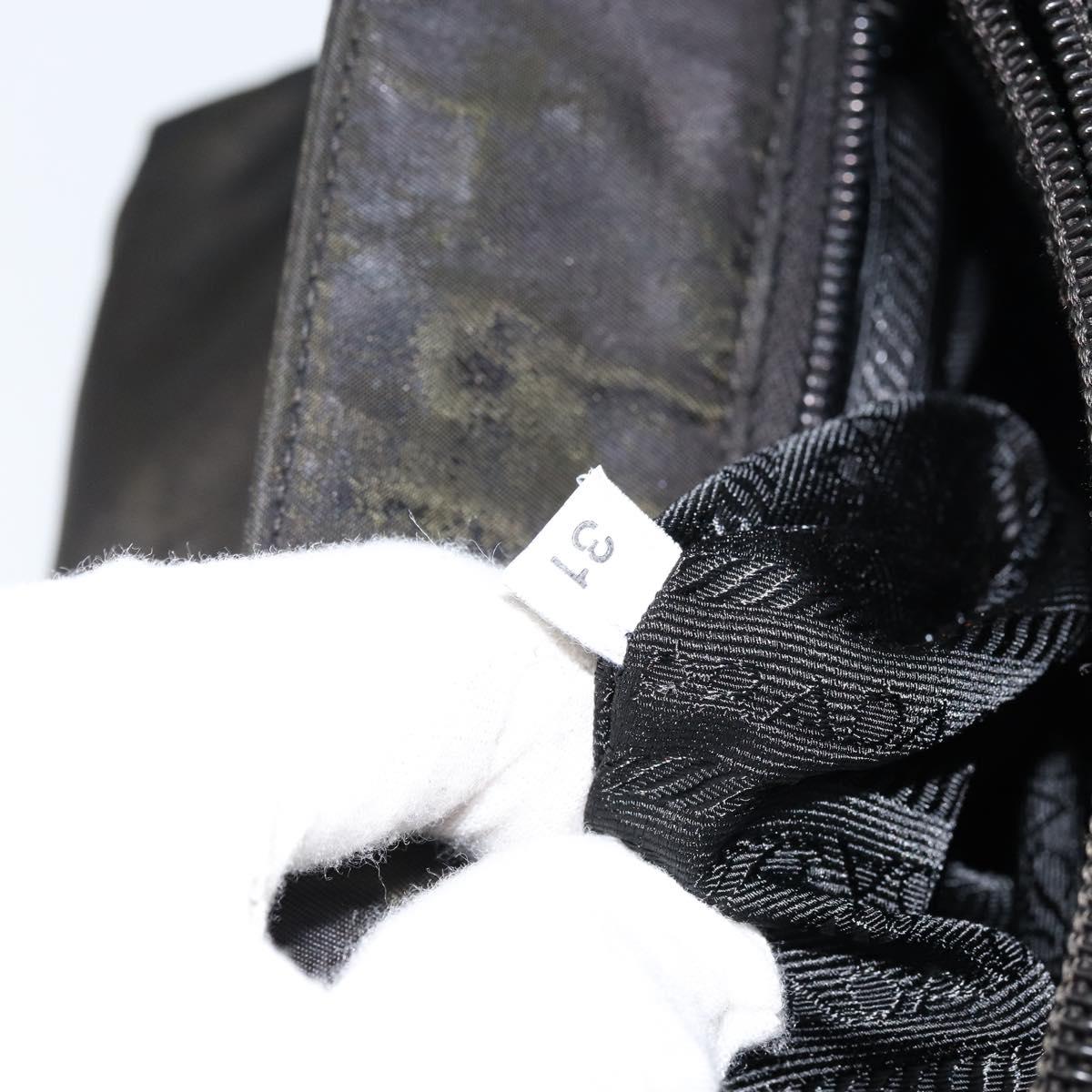 PRADA Tote Bag Nylon Black Silver Auth SW1839