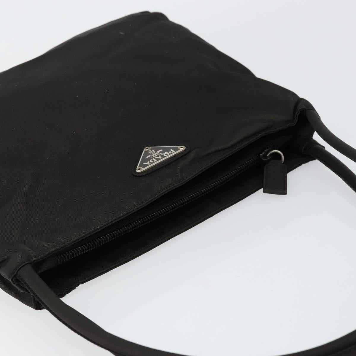 PRADA Tote Bag Nylon Black Silver Auth SW1839