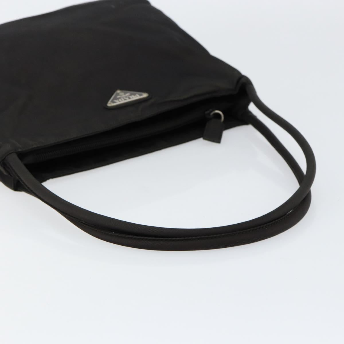 PRADA Tote Bag Nylon Black Silver Auth SW1839