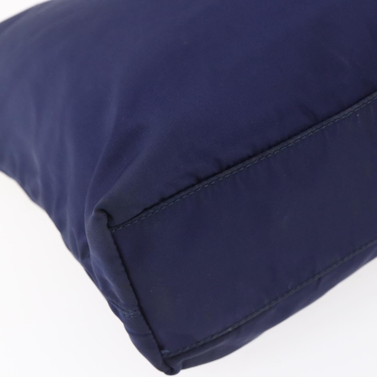 PRADA Tote Bag Nylon Navy Silver Auth SW1840