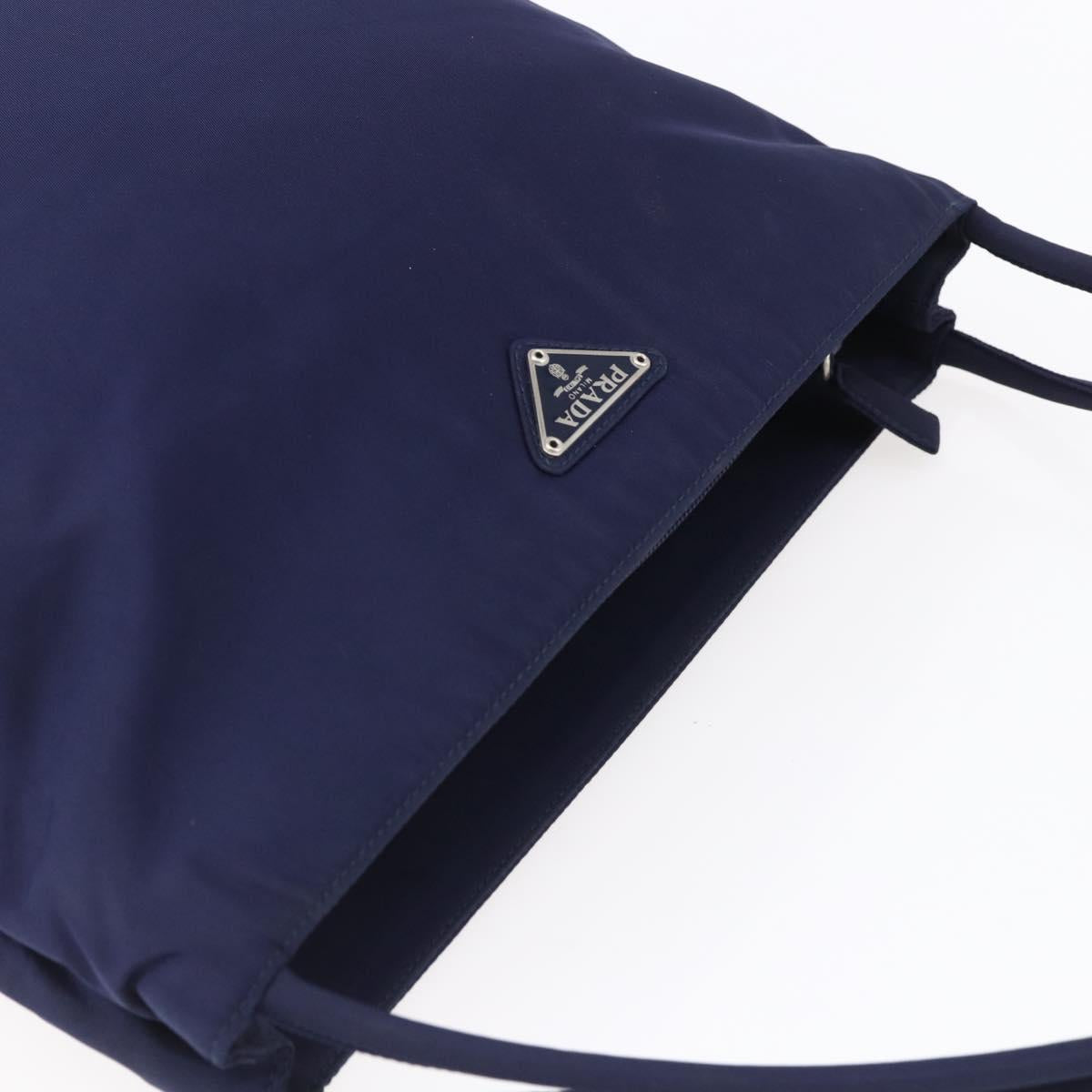 PRADA Tote Bag Nylon Navy Silver Auth SW1840