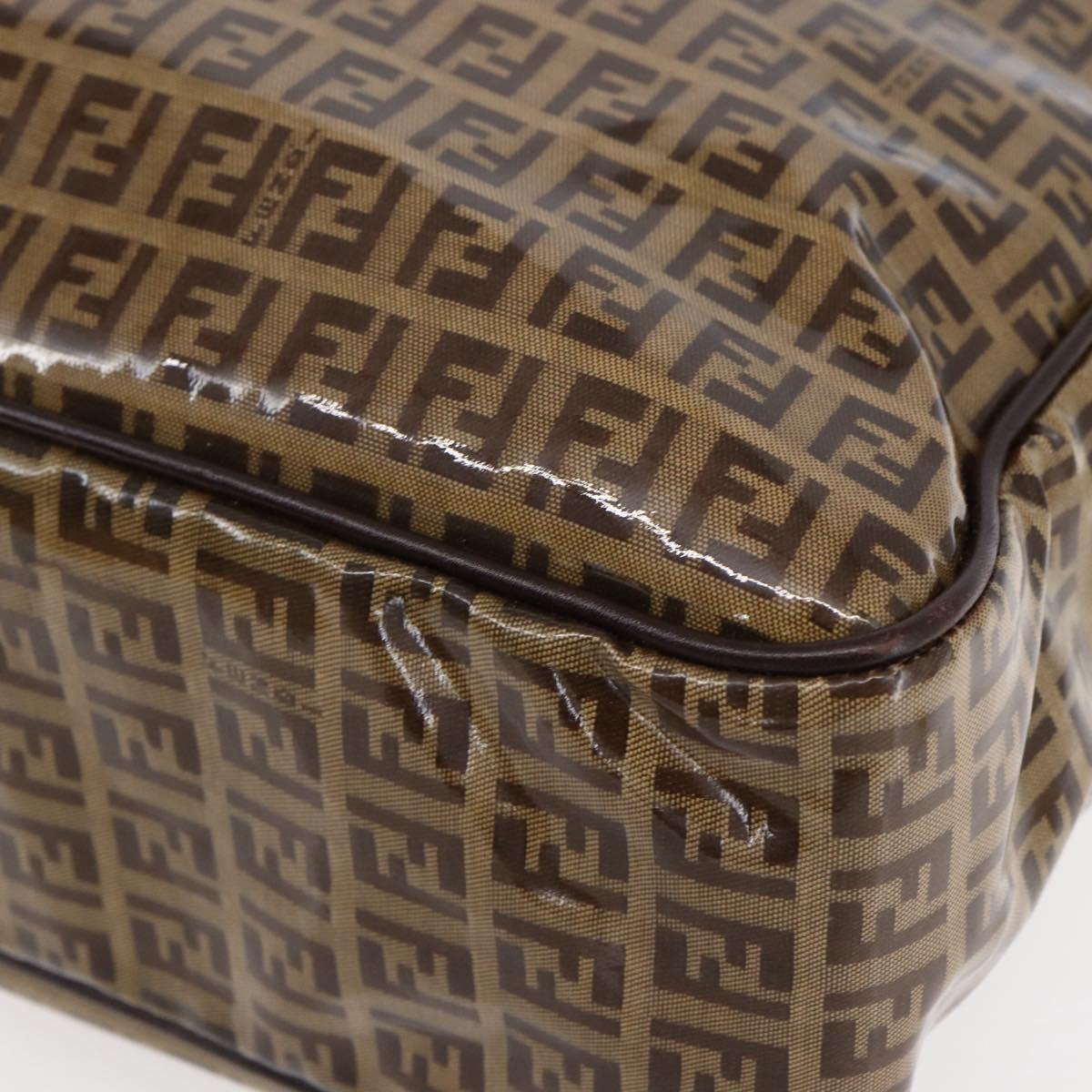 FENDI Zucchino Canvas Hand Bag Beige Gold Auth SW1844