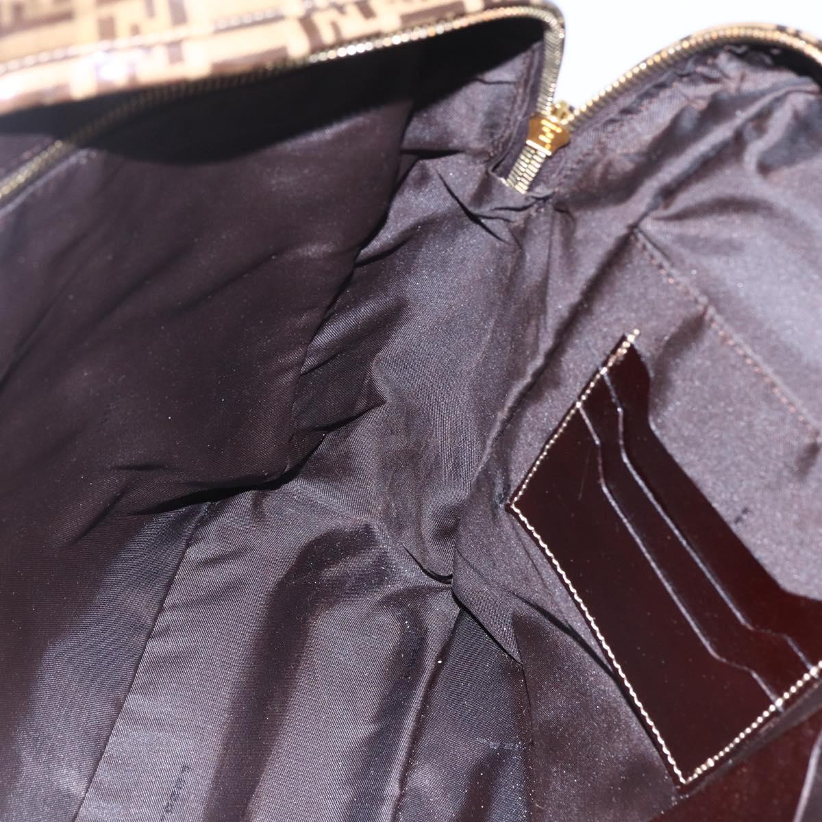 FENDI Zucchino Canvas Hand Bag Beige Gold Auth SW1844