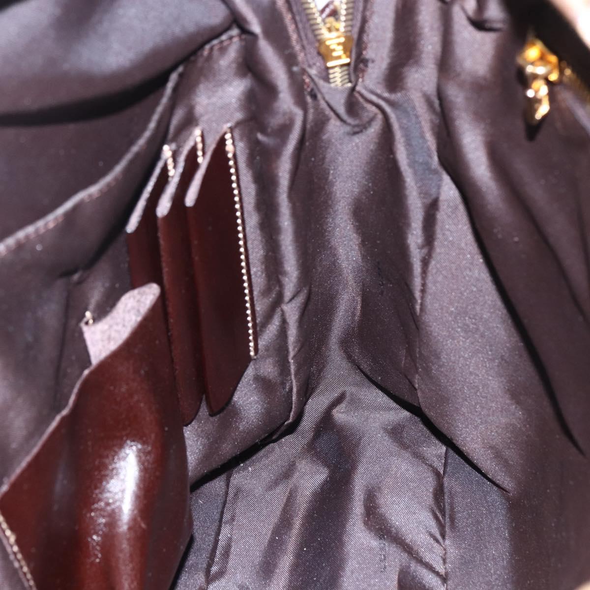 FENDI Zucchino Canvas Hand Bag Beige Gold Auth SW1844