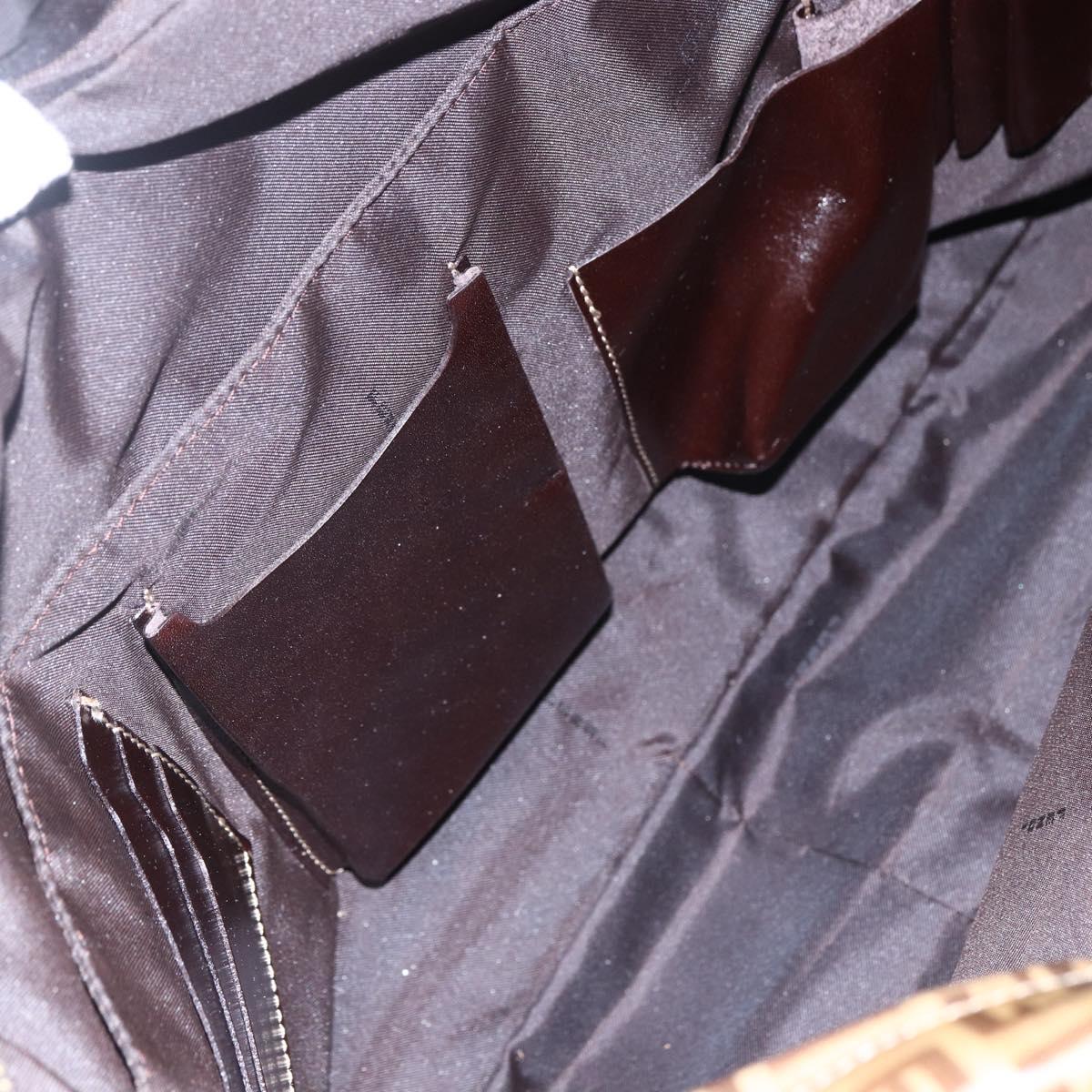 FENDI Zucchino Canvas Hand Bag Beige Gold Auth SW1844