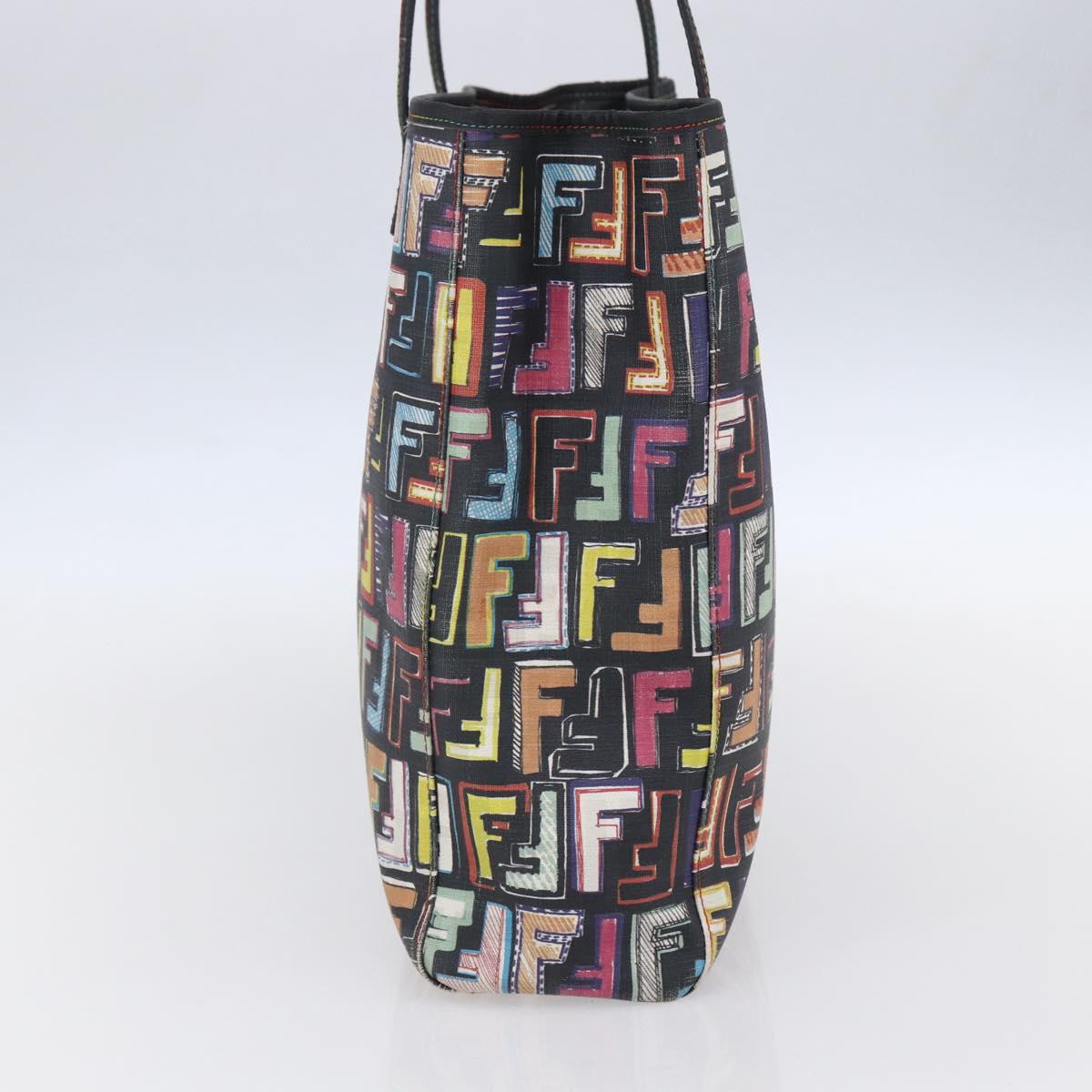 FENDI Zucca Canvas Tote Bag PVC Multicolor Gold Auth SW1846V