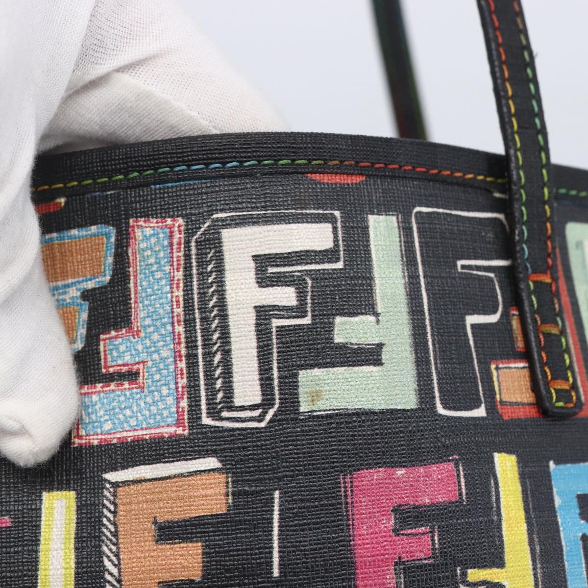 FENDI Zucca Canvas Tote Bag PVC Multicolor Gold Auth SW1846V