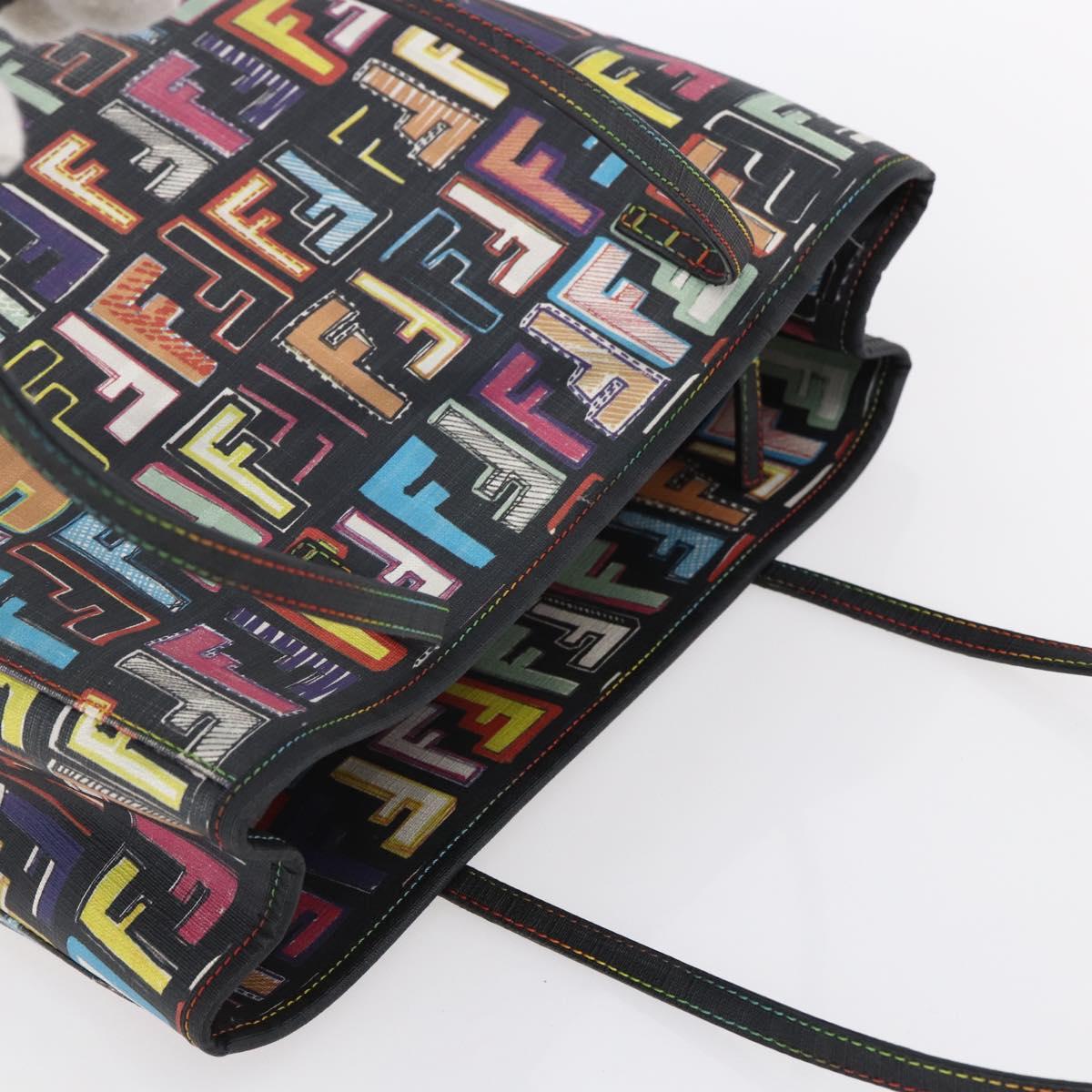 FENDI Zucca Canvas Tote Bag PVC Multicolor Gold Auth SW1846V
