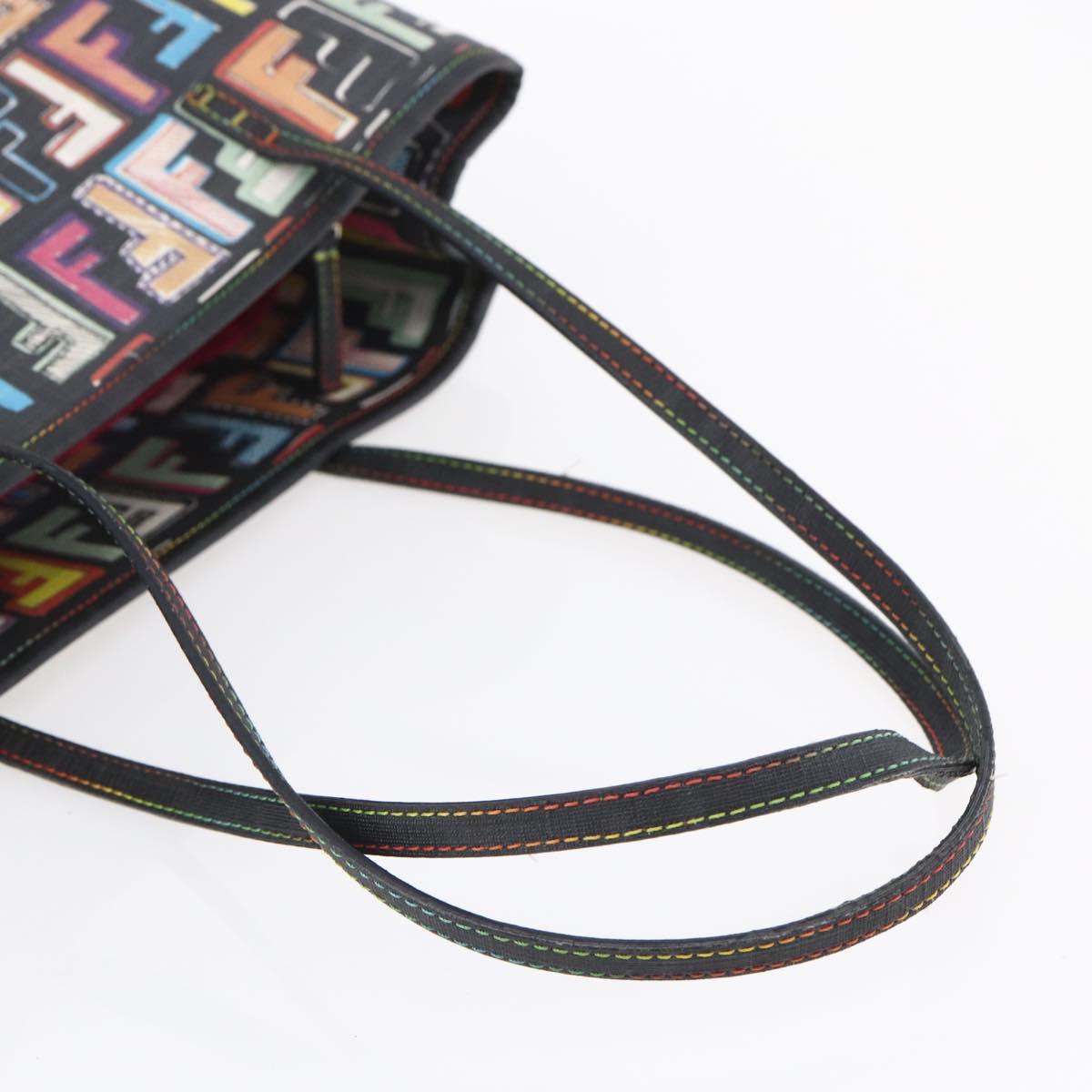 FENDI Zucca Canvas Tote Bag PVC Multicolor Gold Auth SW1846V