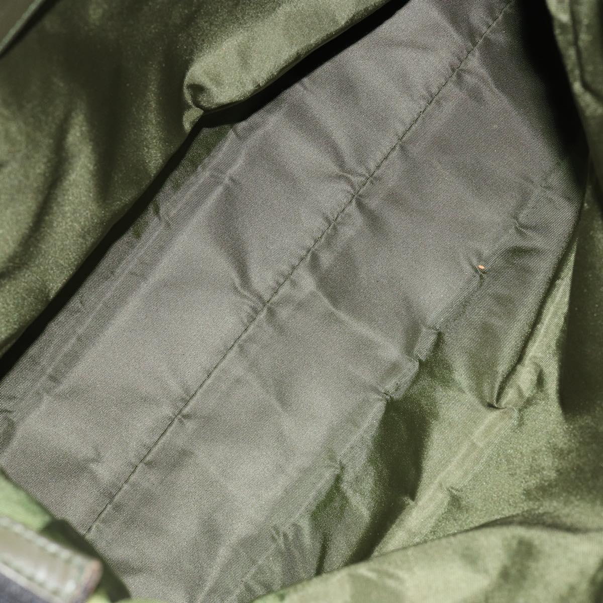 Christian Dior Trotter Canvas Shoulder Bag Green Silver Auth SW1847