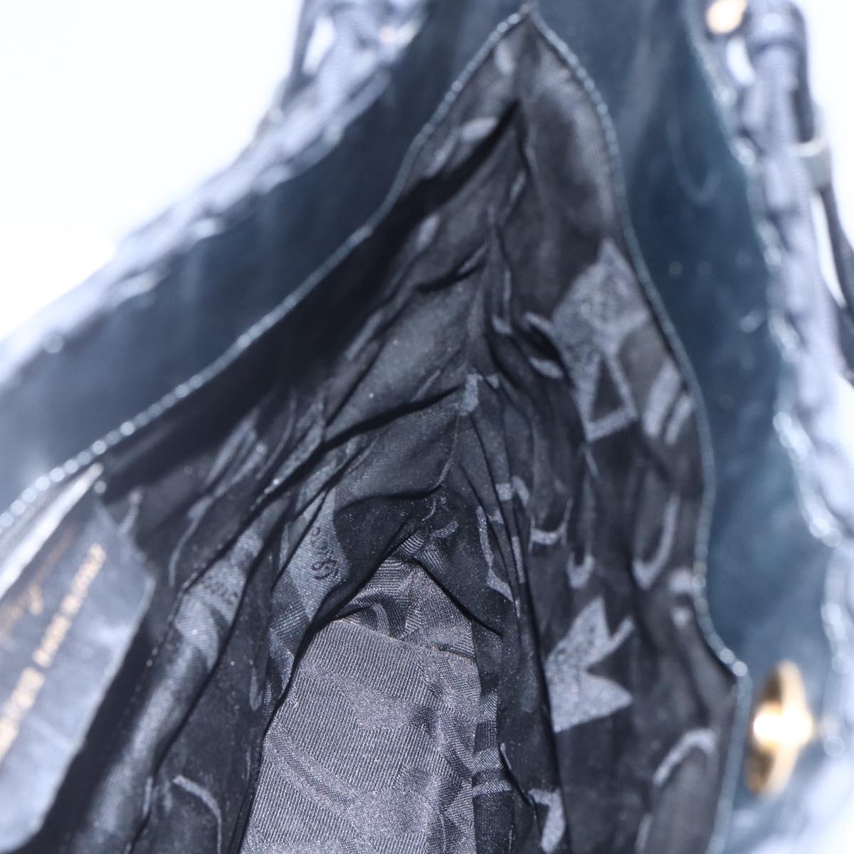 Salvatore Ferragamo Vala Shoulder Bag Nylon Black Gold Auth SW1849