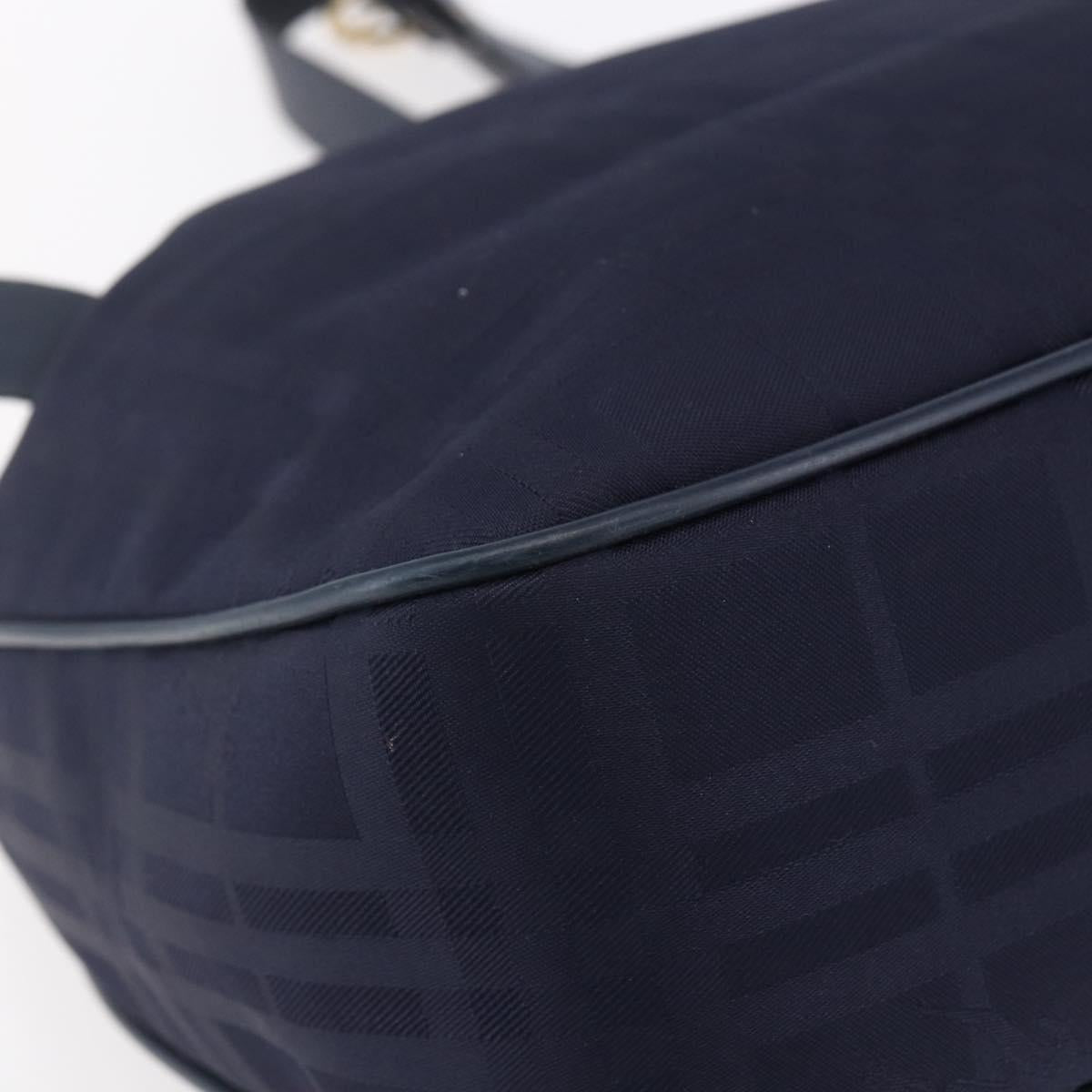 Burberrys Shoulder Bag Nylon Leather Navy Gold Auth SW1852