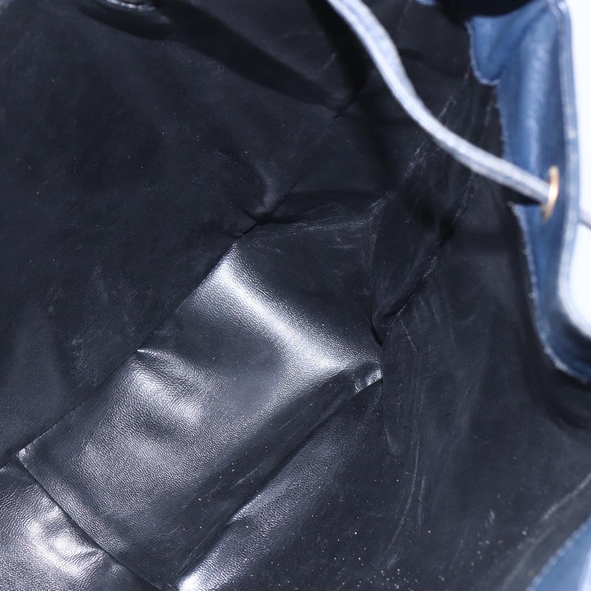 Burberrys Shoulder Bag Nylon Leather Navy Gold Auth SW1852