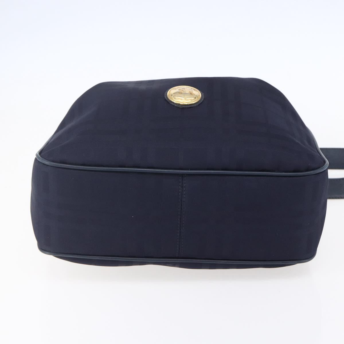 Burberrys Shoulder Bag Nylon Leather Navy Gold Auth SW1852