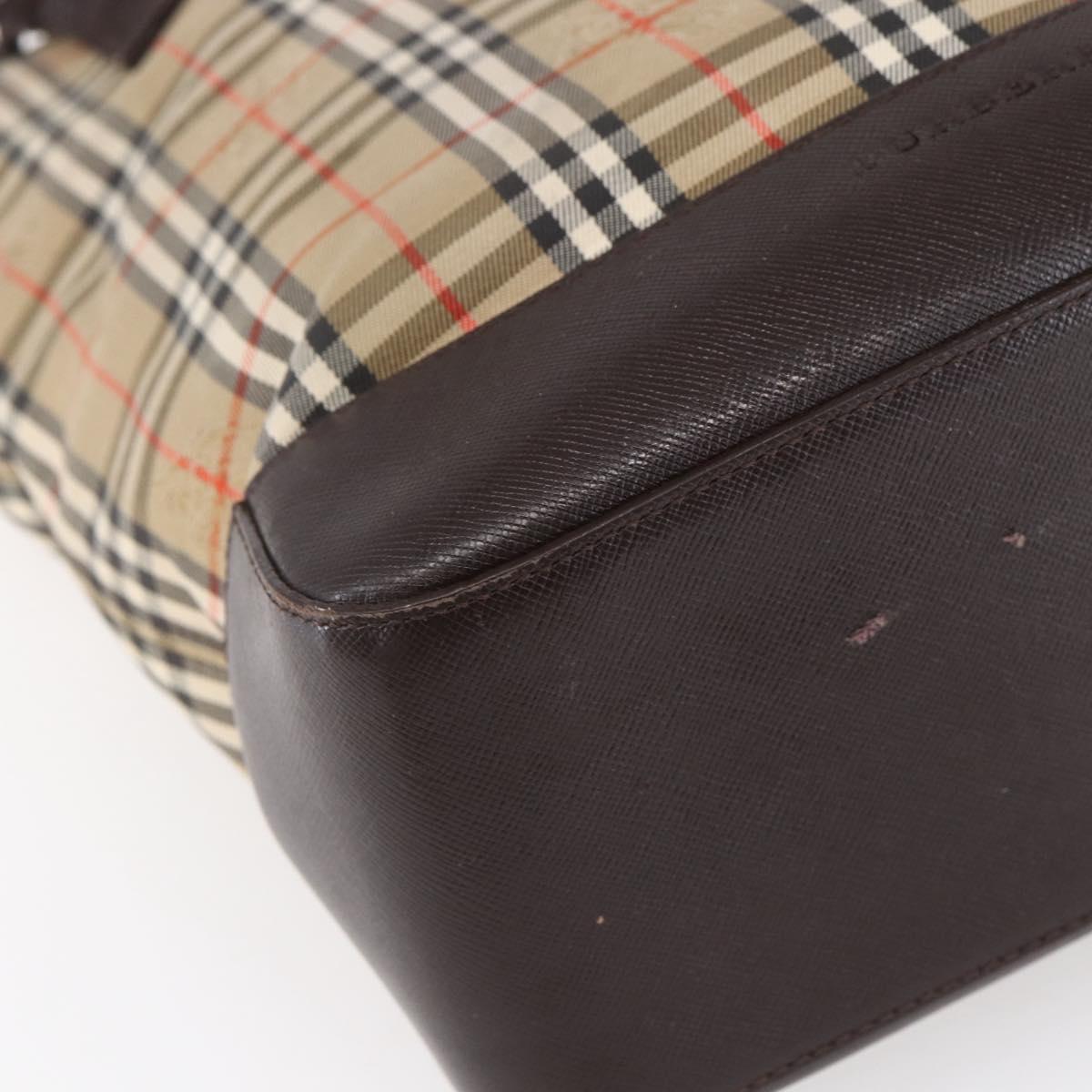 BURBERRY Nova Check Shoulder Bag Canvas Beige Gold Auth SW1853