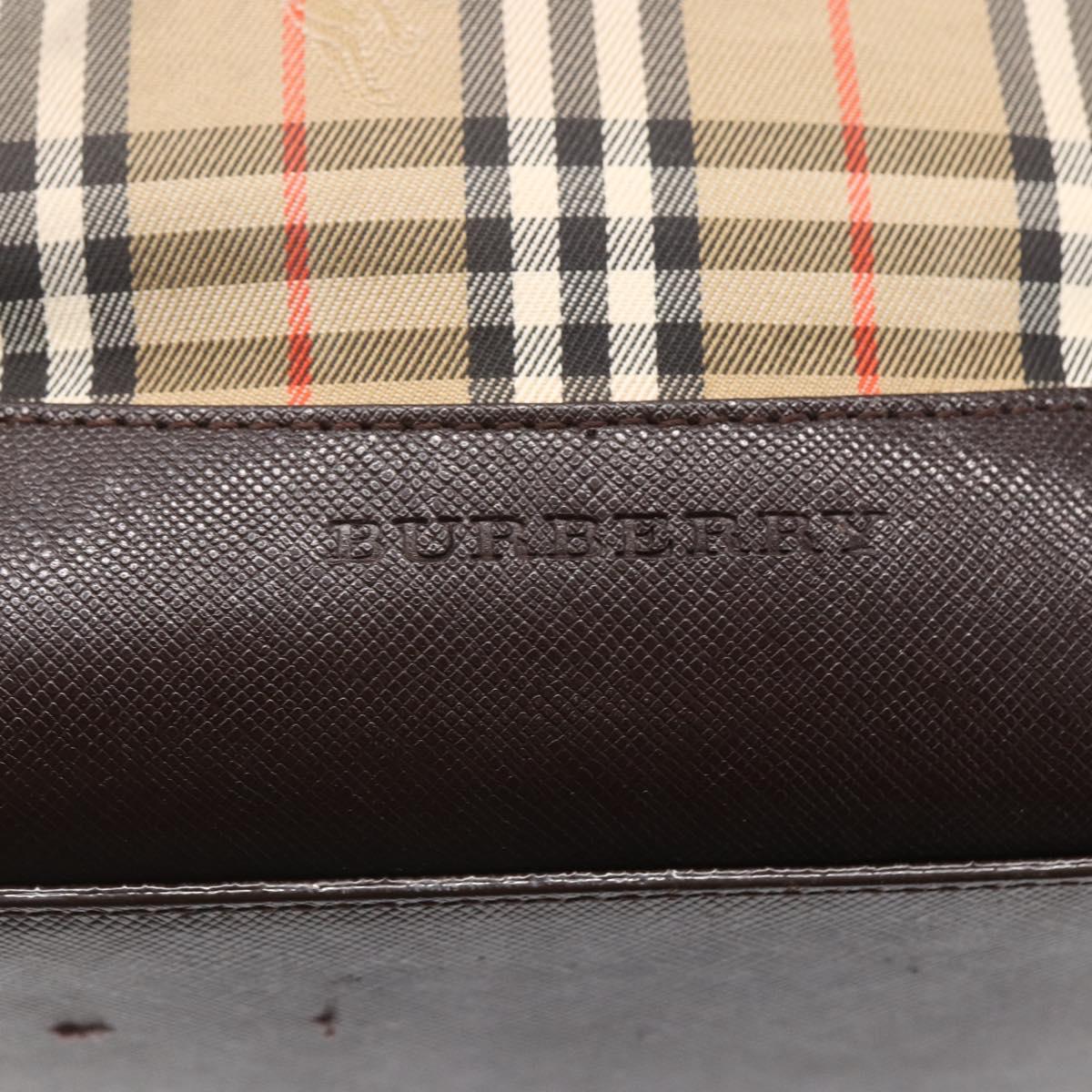 BURBERRY Nova Check Shoulder Bag Canvas Beige Gold Auth SW1853