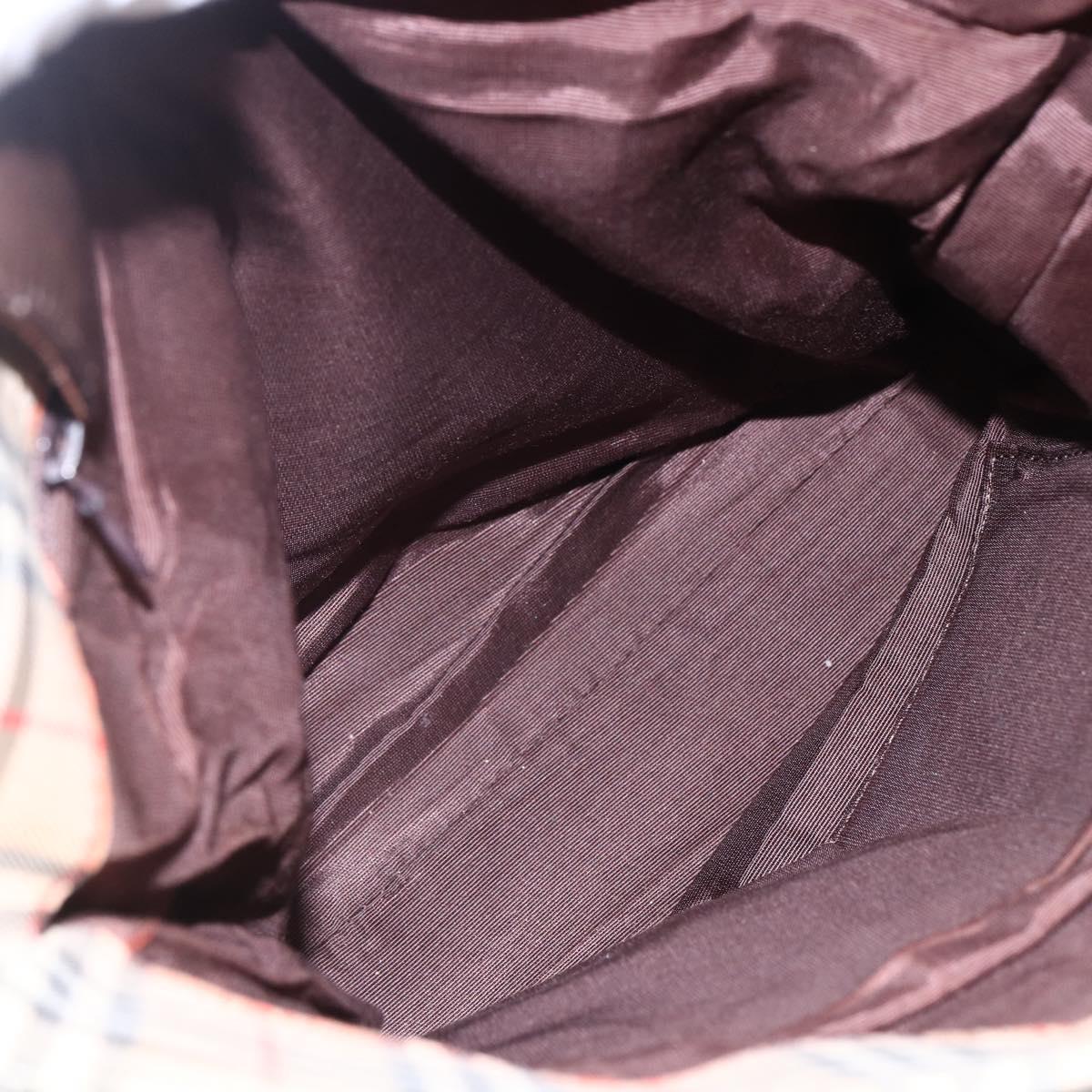 BURBERRY Nova Check Shoulder Bag Canvas Beige Gold Auth SW1853