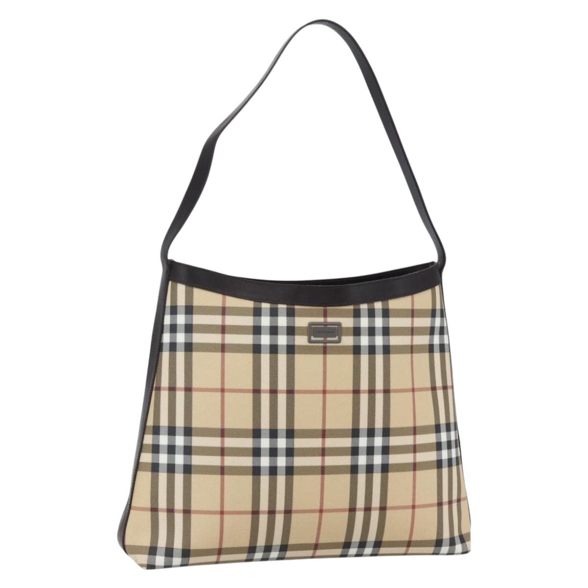 BURBERRY Nova Check Shoulder Bag PVC Beige Auth SW1854