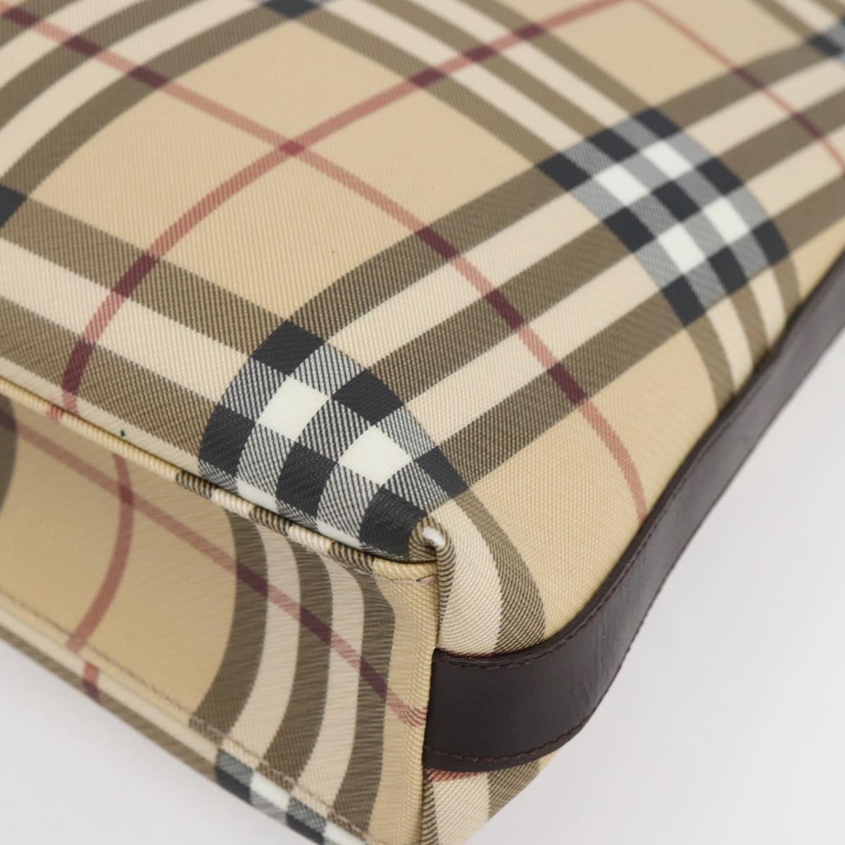 BURBERRY Nova Check Shoulder Bag PVC Beige Auth SW1854