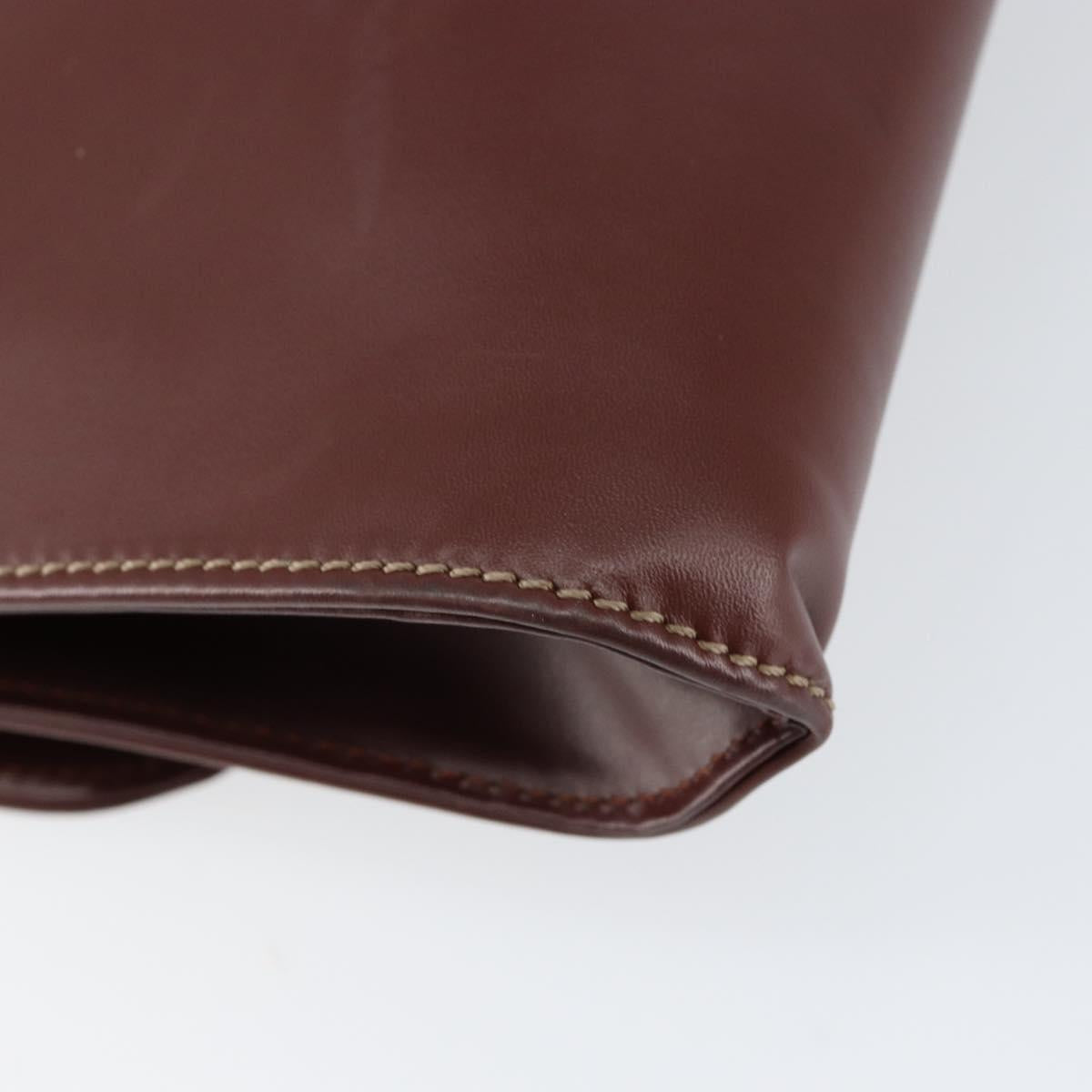 CARTIER Must Line Clutch Bag Leather Bordeaux Gold Auth SW1856