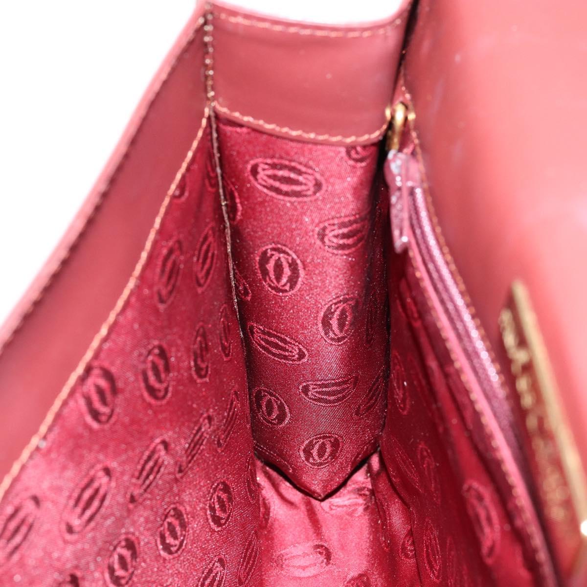 CARTIER Must Line Clutch Bag Leather Bordeaux Gold Auth SW1856
