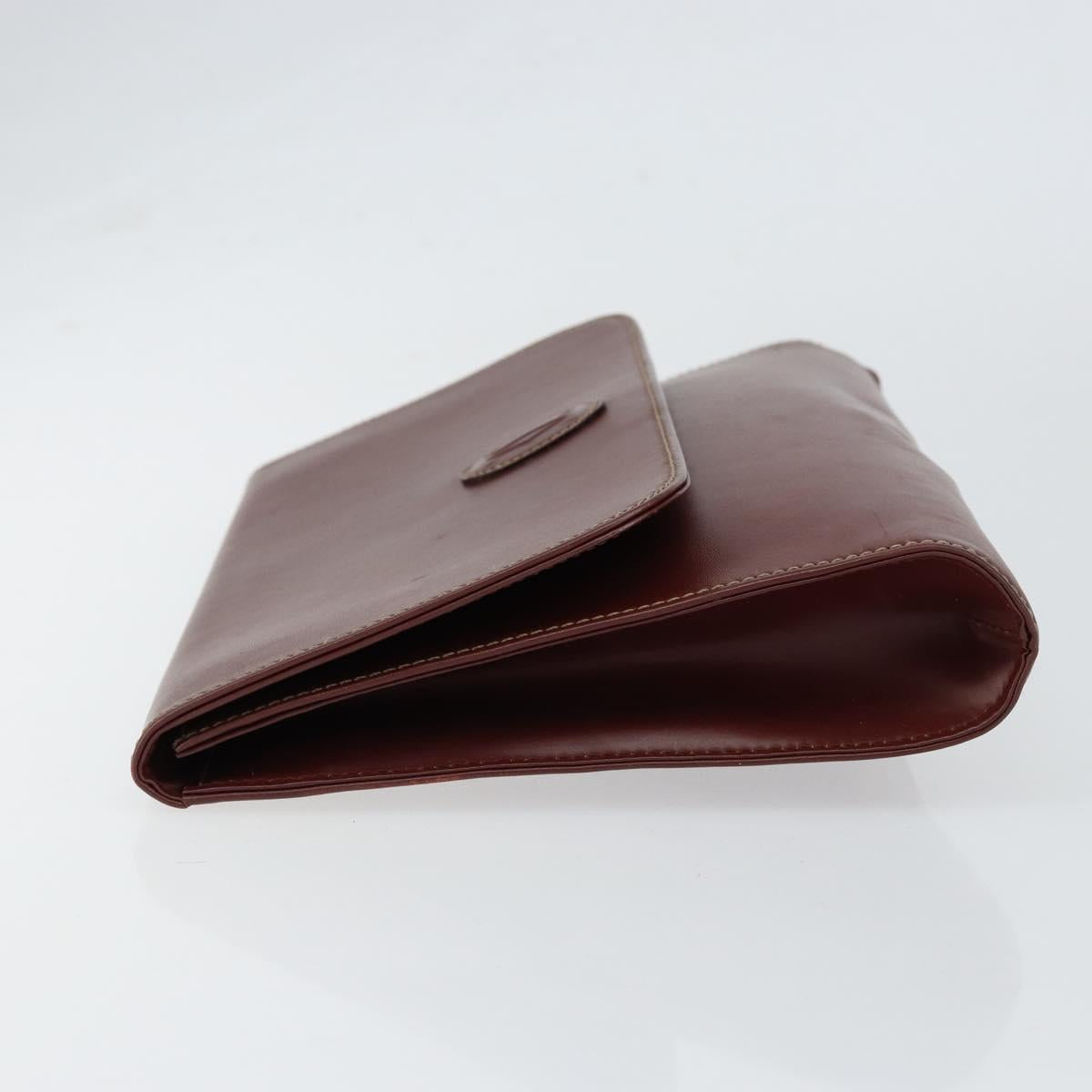 CARTIER Must Line Clutch Bag Leather Bordeaux Gold Auth SW1856