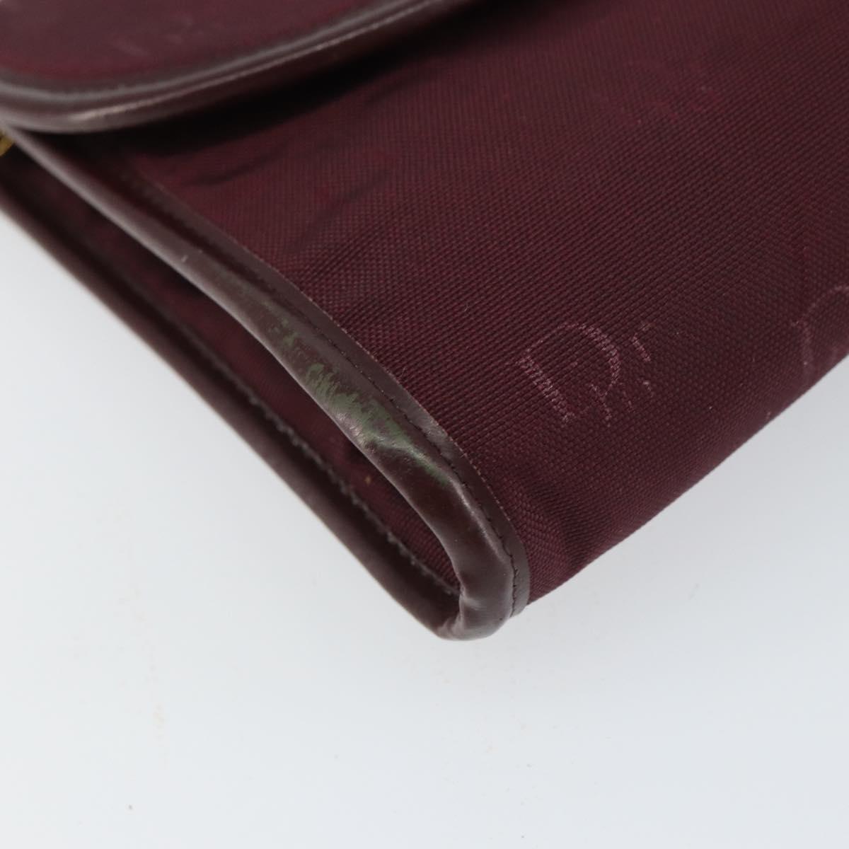 Christian Dior Chain Shoulder Bag Nylon Bordeaux Gold Auth SW1858