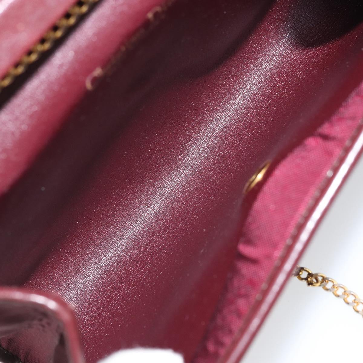 Christian Dior Chain Shoulder Bag Nylon Bordeaux Gold Auth SW1858