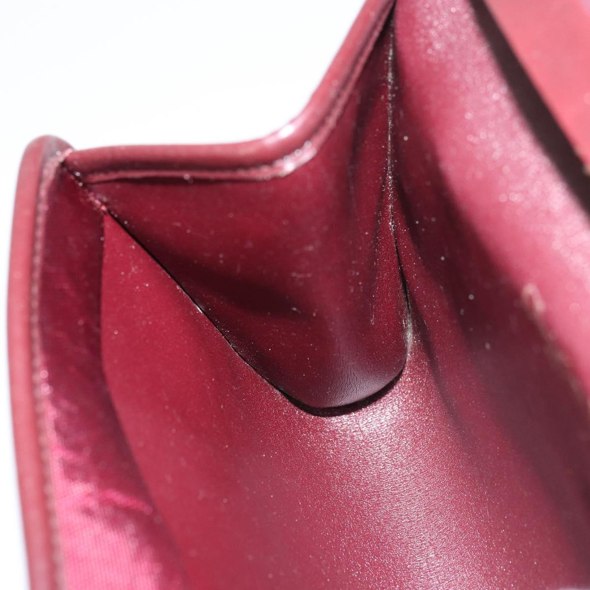 Christian Dior Chain Shoulder Bag Nylon Bordeaux Gold Auth SW1858