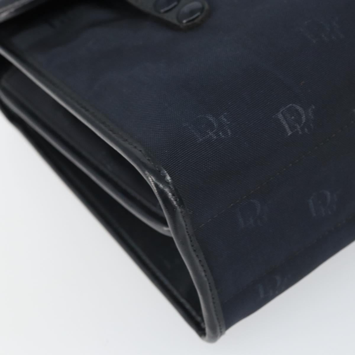 Christian Dior Honeycomb Canvas Hand Bag Nylon Gold Navy Auth SW1863