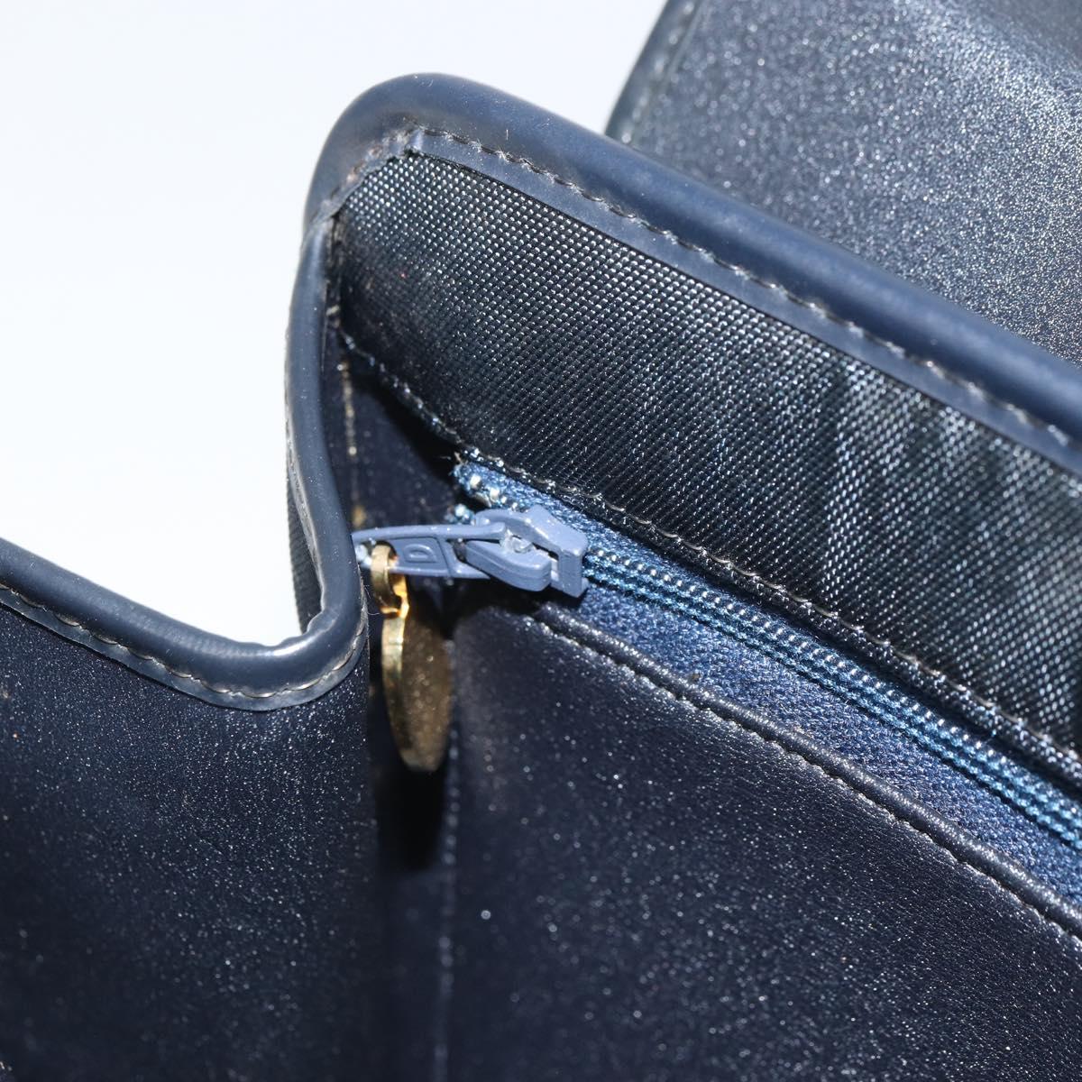 Christian Dior Honeycomb Canvas Hand Bag Nylon Gold Navy Auth SW1863