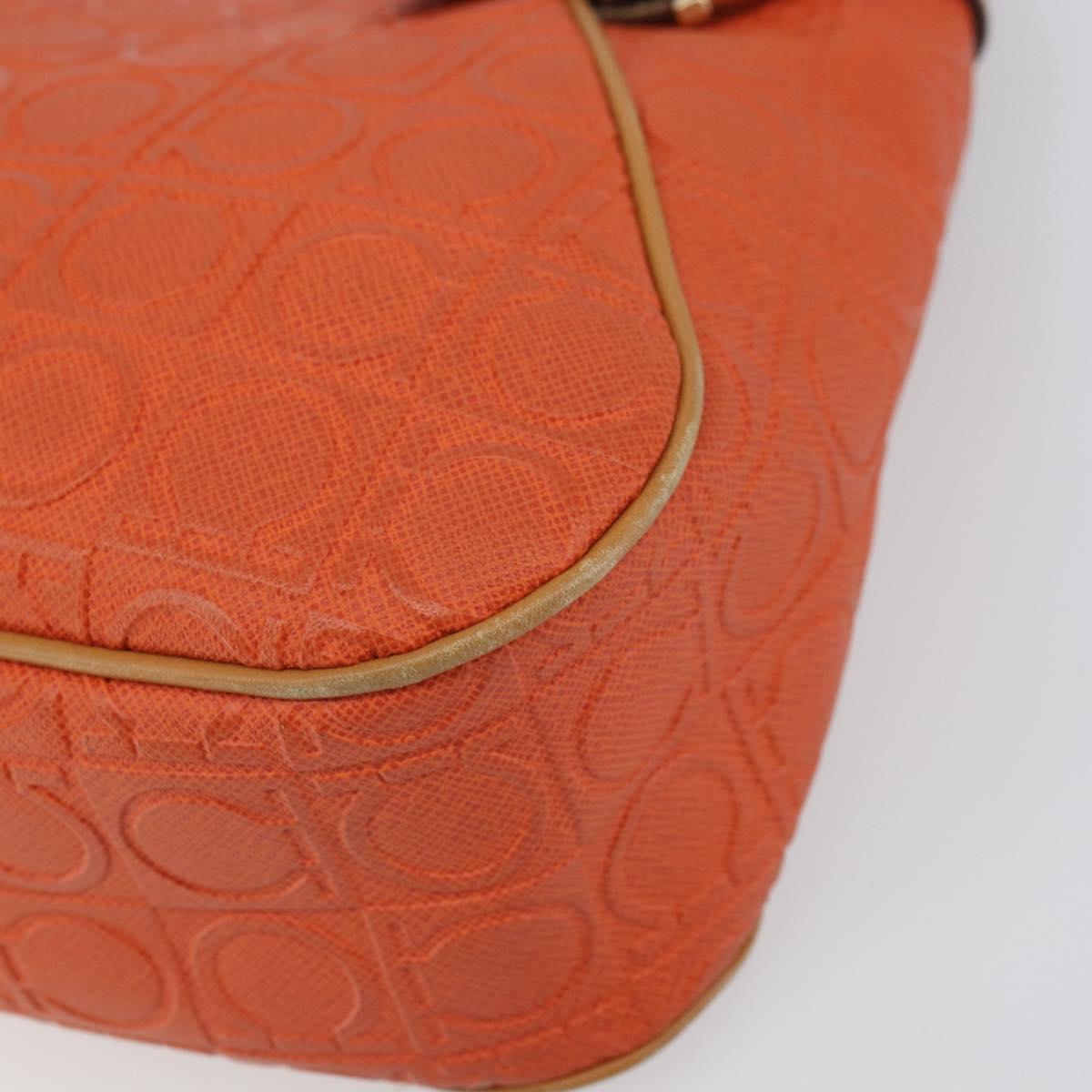 Salvatore Ferragamo Shoulder Bag Leather Orange Gold Auth SW1864
