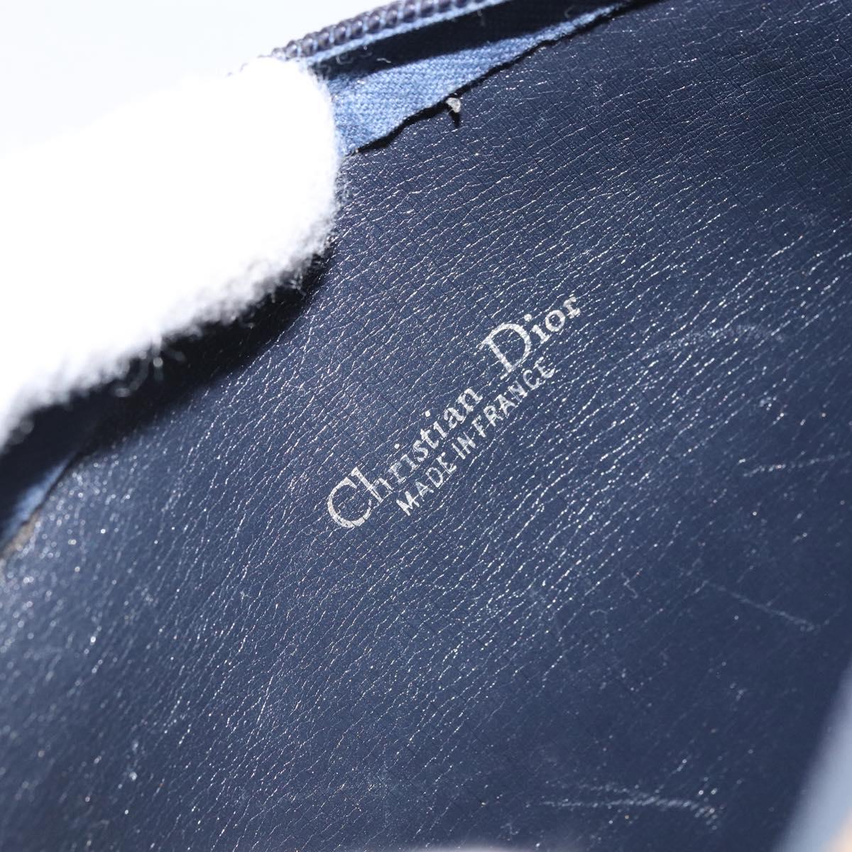 Christian Dior Trotter Canvas Shoulder Bag Navy Gold Auth SW1865