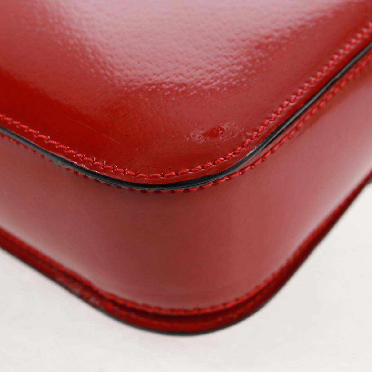 CELINE Circle Shoulder Bag Leather Red Gold Auth SW1866V